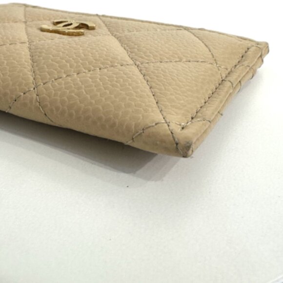 Chanel Card Case Holder Wallet Beige Caviar Leather Gold Hardware - Picture 4 of 5
